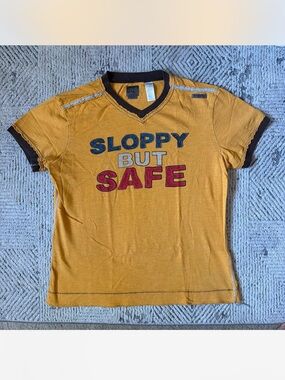 Miss Sixty Yellow 'Sloppy But Safe' Graphic Tee